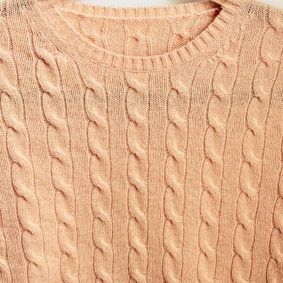 Vineyard Vines 100% Pale Coral Cashmere Cable Knit Sweater Womens M Crewneck EUC - Picture 3 of 6